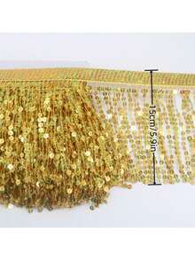 2/10 Size, 15cm Sequin Tassel Lace Trim, Sequin Ribbon Fringe Fabric, Latin Dance Costume, Stage Curtain Lace, DIY Craft (No Cardboard) - Multicolor - View 17