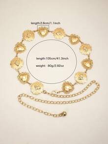 Gothic Style Heart-Shaped Gold Waist Belt/Chain/Belt/Body Chain, Suitable For Daily Wear, Party, Concert, Beach Holiday, Halloween Costume Accessories For Women - Multicolor - View 8