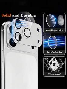 Camera Lens Protector Film Compatible With Iphone 17 Pro Max, [Anti-Scratch], [Compatible With Phone Case], [Matte Finish], Metal Aluminum Alloy + Tempered Glass, Lens Protector Compatible With Iphone 17 Pro Max - Silver - Silver - View 4