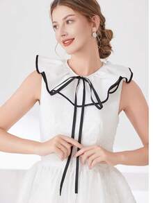 1pc Exaggerated Puff Ruffled Detachable Mesh Fake Collar For Women