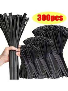 100 قطعة من رباطات الكابلات النايلون الصناعية عالية القوة ذاتية الإقفال باللون الأسود