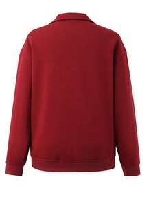 Sudadera holgada con cuello y cremallera para mujer, de manga larga y efecto estilizante, para otoño e invierno