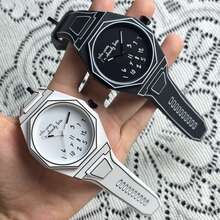 Lightweight Polycarbonate Case High Tech Watch Classic Simple Silicone Strap Men's Quartz Watch Fashion Style Clock