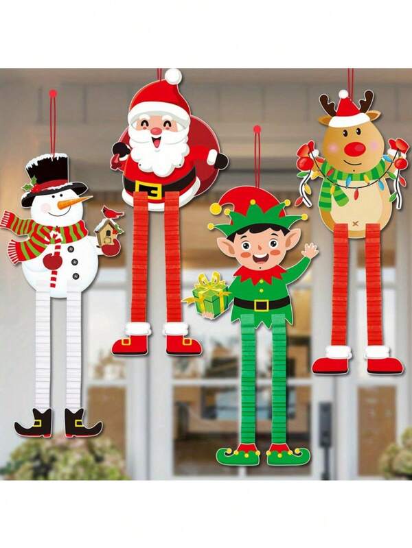 1 szt. świąteczne dekoracje na drzwi, zwijane zawieszki ścienne, Święty Mikołaj, Łoś, Bałwan i papierowe zawieszki, odpowiednie do dekoracji tła na imprezę o tematyce bożonarodzeniowej