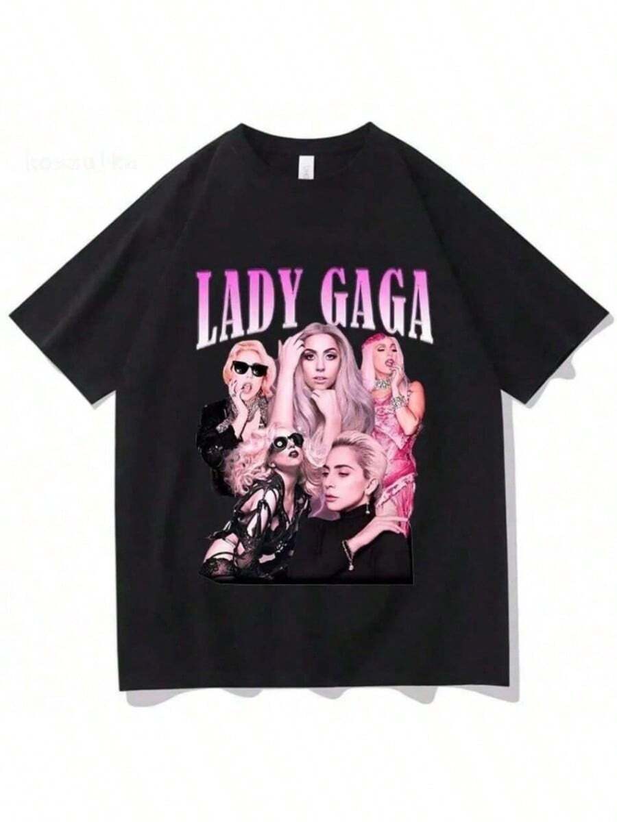 BREATHABLE COOL SUMMER Lady Gagas Mayhem TShirt New Album Fashion Wowowomen Clothing Retro Harajuku Wowowomen Clothing Clothes For Fans TShirts1 - 黑色 - 查看 1
