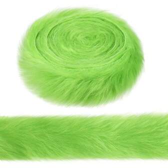 2 Inches Wide Christmas Faux Fur Ribbon Trim Fabric Roll For Christmas Tree Decor Or Wreath Bows Craft, 3 Yards Long (Green,2 Inch)