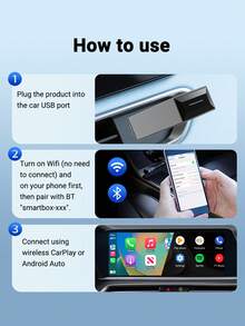 XUDA 2 In 1 Wireless CarPlay And Android Auto AI Box, Suitable For 99% Original Cars With Wired CarPlay/Android Auto Wired To Wireless 2.4~5.0 GHz WiFi5, Stylish And Portable Compatible With Iphone IOS 10+ / Android 11+ Devices - Ash - View 10