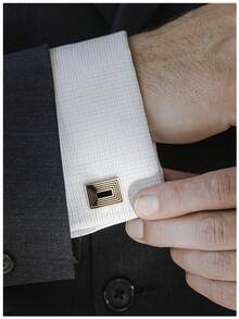 1 Pair Classic Black Enamel Gold/Silver Plated Cufflinks For Men