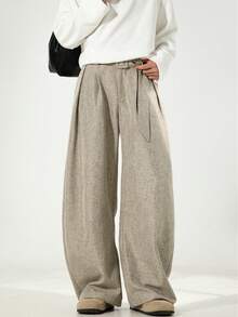 Three Dimensional Pleated And Drooping Curved Knife Trousers For Men In Autumn, With A Loose Straight Leg Silhouette And A Waistband For Casual Wear