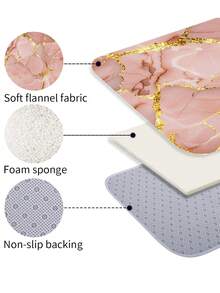 1/3/4 件粉色大理石图案现代浴帘浴室套装，防水耐磨配件，带 12 个挂钩 - 包括马桶座套、浴垫和地毯 - 非涤纶面料 - 可水洗 - 非常适合节日装饰、家居/卧室/房屋/西方装饰， - 彩色 - 查看 5