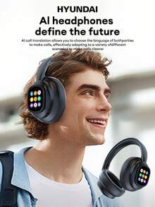 HYUNDAI X1PRO AI Smart Bluetooth Headphones With AI Translation, Color Screen, Touch Control, Call, Video, Audio Translation, 6 Music Sound Effect Modes, Low Latency, Remote Shooting, Multi-Functional Smart Headphones Compatible With Smartphones
