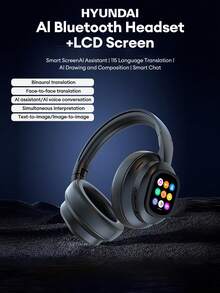 HYUNDAI X1PRO AI Smart Bluetooth Headphones With AI Translation, Color Screen, Touch Control, Call, Video, Audio Translation, 6 Music Sound Effect Modes, Low Latency, Remote Shooting, Multi-Functional Smart Headphones Compatible With Smartphones