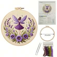 1 pezzo Nuovo kit fai-da-te per ricamo a mano con disegno di una ragazza con ali svolazzanti, include istruzioni in inglese, adatto per principianti, perfetto per la decorazione della casa, regalo per le vacanze, per tutte le stagioni