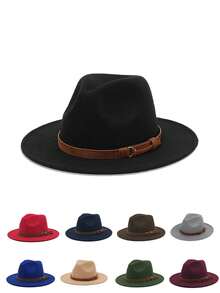 1pc Unisex Y2K Style Faux Leather Belt Decor Sun Hat, Suitable For Outdoor Sports, Sun Protection And Daily Commute
