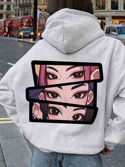 1 pièce sweat-shirt à capuche léger personnalisé avec patchwork de dessins animés pour filles, doux et confortable, essentiel pour les événements de dessins animés au printemps et à l'automne