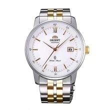 ORIENT Herren Quarzuhr - Edelstahlarmband, weißes Zifferblatt, 100M wasserdicht, modischer koreanisch-japanischer Stil SER02001W0