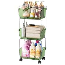 3- Tier Metal Rolling Cart For Kitchen, Bathroom, Office – Plastic Utility Storage Carts With Wheels – Ideal For Small Spaces, Pantry, Classroom, Workshop Organization And Storage, Green - phong cách - Xem 3