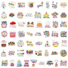 55 张生日快乐贴纸，用于装饰文具、杯子、手提箱、滑板、吉他、DIY 剪贴簿材料 - 彩色 - 查看 6