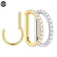1 pieza Aros de aro de circonita redonda de titanio para mujeres, para cartílago, daith, rook y perforaciones de septum, joyería corporal - TF661 - Ver 9