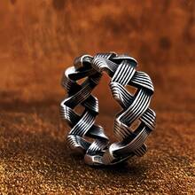 1 件链式不锈钢戒指，男女通用时尚珠宝配饰 - 黑色 - 查看 12