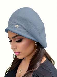 1 件，女士弹力羊毛便帽，柔软舒适的腈纶针织帽，适合秋冬季