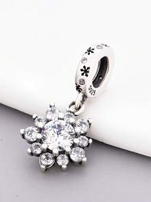 HuooNew 1 Stück exquisiter 925er Sterling Silber Schmuck, mit Zirkonia besetzt, Weihnachtsschneeflocken, Silberschmuck, Schmuck für Frauen, Geburtstagsgeschenk, Weihnachtsgeschenk