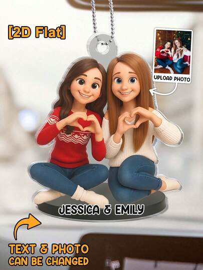 Figure d'art 3D personnalisée avec photo du couple de mariage - Ornement acrylique personnalisé en forme personnalisée pour Noël, décoration de bureau, élégant pour la maison