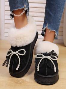 Thick Sole Short Ankle Snow Boots, Platform Thick Bottom Short Tube Winter Warm Velvet Women Shoes