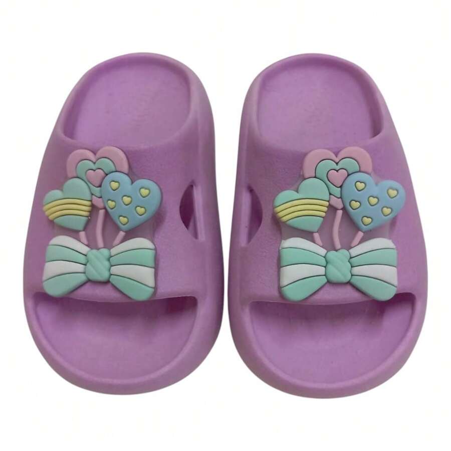 Cloud Slippers With Heart Bow For Girls, Delicate Children - 紫色 - 查看 1