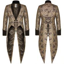 COS Men's Steampunk Gothic Jacket, Jacquard Coat, Men's Costume, Stage Outfit