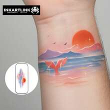 INKARTLINK INKARTINK Fake Tattoo Aufkleber, temporär wasserfest für Arme und Hände, Körperkunst Malerei Landschaft