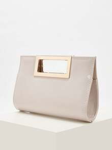 Fashionable Solid Color Mirror Handbag, Elegant Ladies' Business Bag, Suitable For Party Girls, College Students, Brides, Can Be Matched With Party Dresses, Wedding Gowns, Evening Gowns, Tight Skirts, Ideal For Weddings, Gatherings, Banquets, Parties, Balls, And The Best Gift For Women - Apricot - View 3
