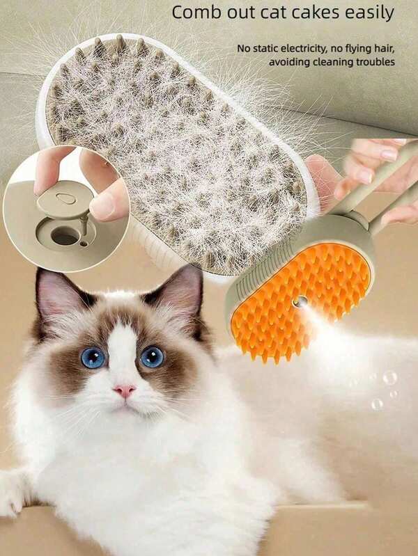 3 In 1 Usb Rechargeable Water Spray Pet Massage Brush Electric Cat Hair Removal Comb