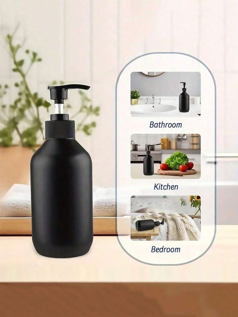 半个装,哑光黑色皂液器,带泵乳液瓶,浴室乳液液体皂液器,洗手液容器,浴室按压式分配器,可重复灌装洗发水沐浴露护发素空瓶,浴室配件,适用于乳液、液体皂、护发素、沐浴露、按摩油 - 彩色 - 查看 1