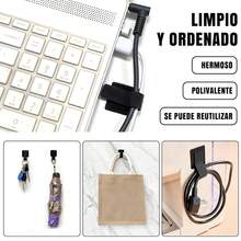 Organizador de Cables con Adhesivo - Kit 50 Piezas para Ocultar Cables en Hogar/Oficina, Clip Organizador para Carga USB//Computadora (negro) - Negro - Ver 6