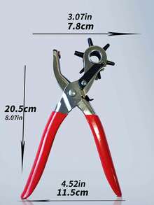 1 件皮革打孔钳，旋转缝纫机皮带孔眼打孔工具，手工表带工具 - 紅色 - 查看 2