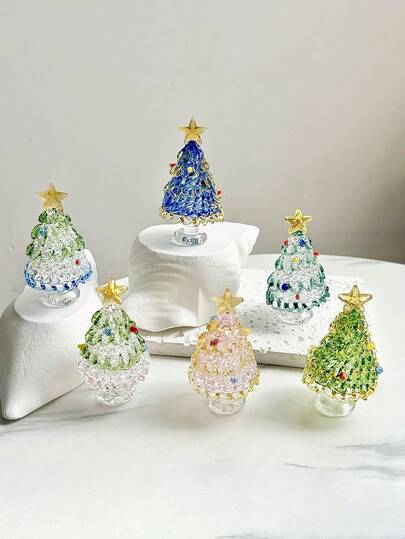 1pc Colorful Mini Crystal Christmas Tree Crafts Decoration,For Christmas Miniature Scene Decor,Mini Tabletop Decor,Car Center Console Decoration,Christmas Home Decor,Parties Atmophere Decor,Festival Christmas/Thanksgiving/New Year Gift,Christmas Stocking Fillers,Office Desk Decor,Pink Christmas Decorations,Christmas Table Decoration,Stocking Fillers