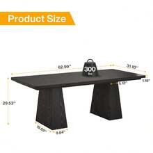 LITTLE TREE Black Dining Table For 4-6, 63-Inch Modern Kitchen Table With Sturdy Tapered Wood Legs, Rectangular Dinner Table With Large Tabletop For Dining Room, Kitchen, Living Room - màu đen - Xem 6
