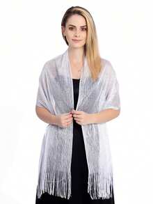 1pc Party/Banquet Silver Metallic Scarf/Shawl