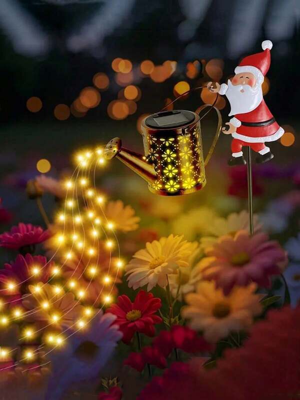 1pc Solar Christmas Watering Can Outdoor Lights - Outdoor Waterproof Christmas Light For Yard Lawn Ambient Decoration
