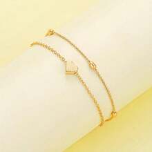 Hypoallergenic Light Luxury Delicate Golden Faux Pearls Heart - Shaped Layered Necklace And Bracelet, Stackable Daily Accessories For Autumn & Winter, Party Style, Halloween , Local Warehouse, Claim My Daily Gift, Perfect Gift For Girlfriend - vàng - Xem 8