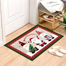 1pc Crystal Velvet Christmas Entrance Mat, Home Doormat, Anti-Slip Carpet Floor Mat