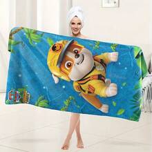 1pc Paw Patrol Cartoon Pups Microfiber Bath/Beach Towel - Vibrant Animated Pups Design With Tropical Elements, Quick-Dry & Ultra-Soft Fabric, Ideal For Bathroom, Pool, Beach - Perfect For Paw Patrol Fans, Kids & Family Use | Cartoon-Themed Towel Shower Towels For Beaty Salon, Hotel Sports,Home Essentials, Towel, Skin Care - Multicolor - View 17