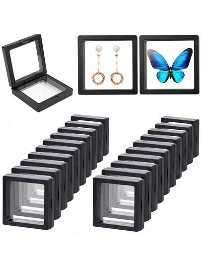 10 st. antioxiderande transparent PE-filmsask, smyckesaskar, förvaringslåda för nagelkonst, transparent flytande ringask för utställningsdekoration, avancerad upphängd transparent vakuumask, antioxiderande smyckesask, smyckesask, förvaringslåda för namnskyltar