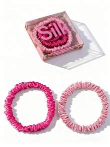 2 pièces Chouchous en soie de mûrier 100%, élastiques fins en soie de mûrier, ensemble de chouchous en soie de mûrier 22 momme pour femmes aux cheveux bouclés et fins, Srevela, porte-queue de cheval - Multicolore - Voir 21