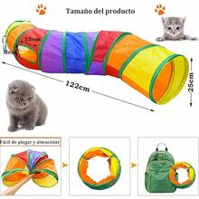 únel para Gatos de 24 Piezas, Juego Interactivo Plegable para Gatos de Interior,únel, Pelota,Cuentas, Cascabeles, Plumas - 24 piezas - Ver 4