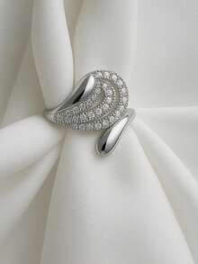 2pcs Elegant And Simple Heart Women's Rings, Luxury Niche Design With 18k Gold 925 Silver - 銀色 - 查看 2