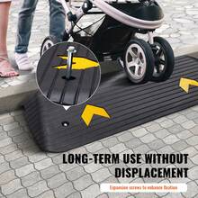 Upgraded Rubber Threshold Ramp, 1.5 Inch Height Wheelchair Ramp Doorway, Natural Curb Ramp With 33069 Lbs Rated Load Capacity, Non-Slip Textured Surface Rubber Curb Ramp For Wheelchair And Scooter, Black - 1.5英寸 - 查看 6