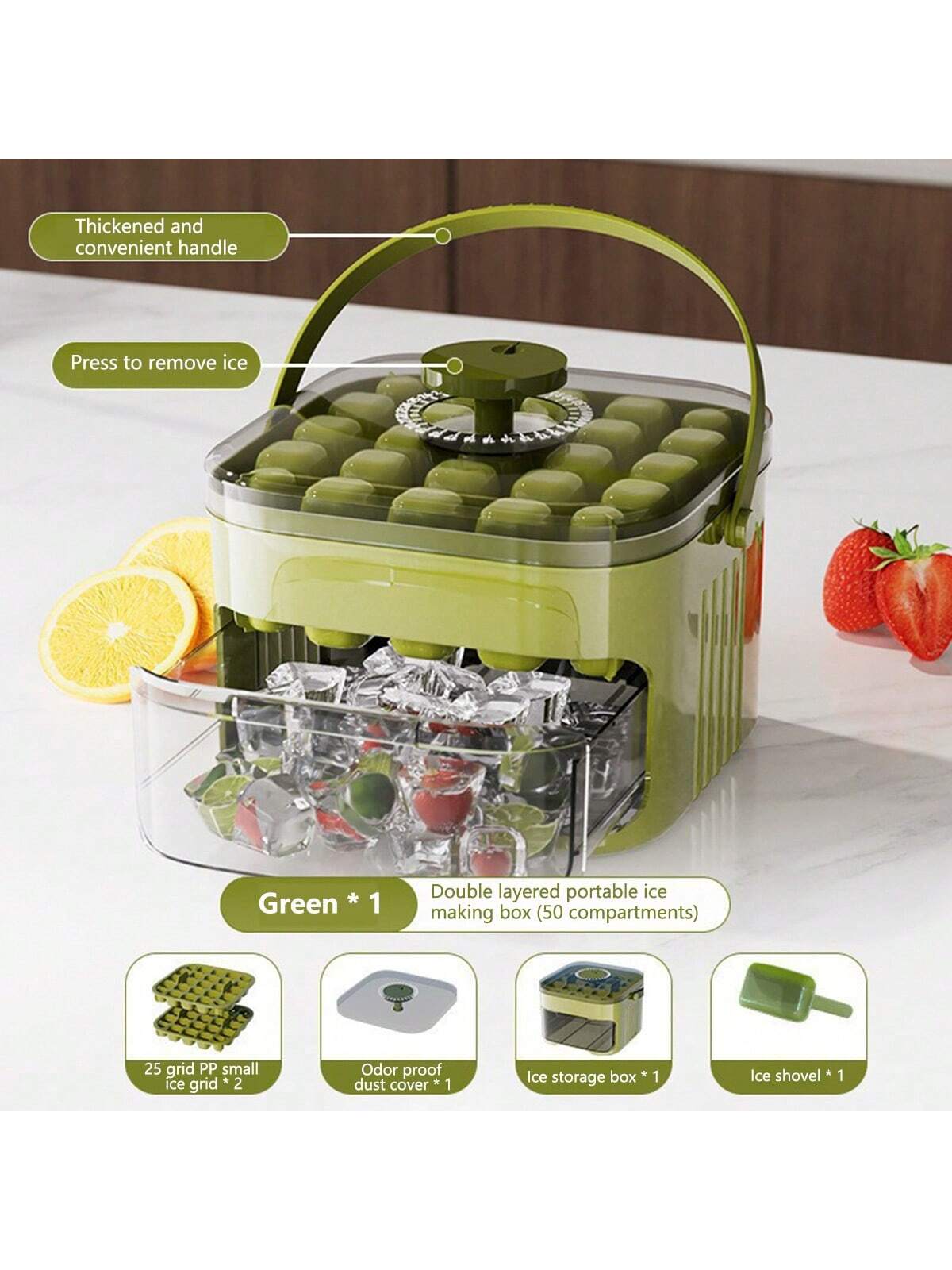 قالب صنع مكعبات الثلج بضغطة واحدة، قالب تخزين كتل...