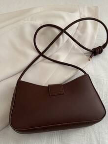 Bolso de hombro de unicolor de moda casual/de oficina para mujer, bolso cruzado portátil adecuado para citas, compras, regalo